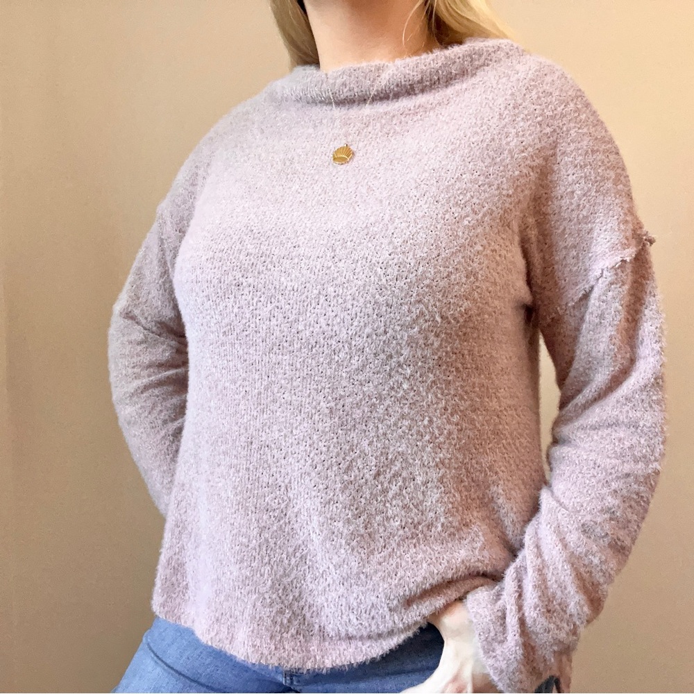 Anthropologie Lavender Soft Mock Neck Sweater - Picture 2 of 11